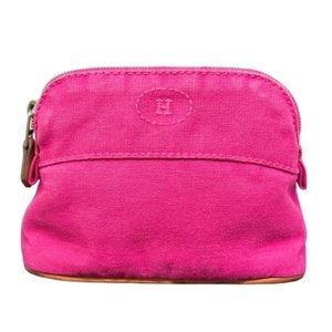 HOST PICK(02/28) Hermès Authenticated Toile Bolide 20 Pochette Canvas Pouch Pink